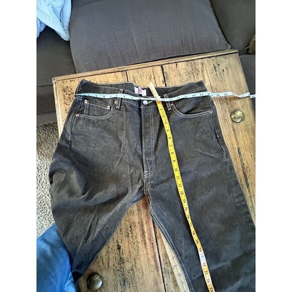 Levi Mens 501 Straight Leg Button Fly Brown Jeans 38x32 cotton wide leg denim - Picture 8 of 9